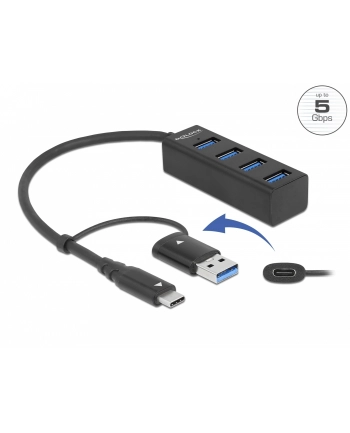 Delock 4P USB 3.2 Gen1 Hub+USB-C/A - 63828