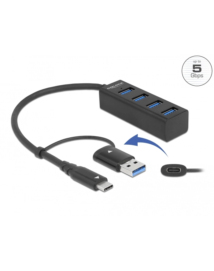 Delock 4P USB 3.2 Gen1 Hub+USB-C/A - 63828 główny