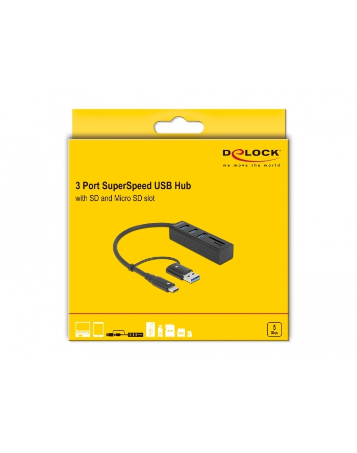 Delock 4P USB 3.2 Gen1+SD/mSD+USB-C/A - 63859 główny