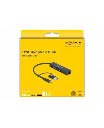 Delock 3P USB 3.2 Gen1 Hub+LAN+USB-C/A - 64149 nr 2