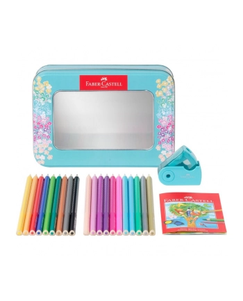 Faber-Castell Sparkle colored pencils gift set, metal case turquoise, 21 pieces (incl. 1 sleeve mini sharpener) nr 2