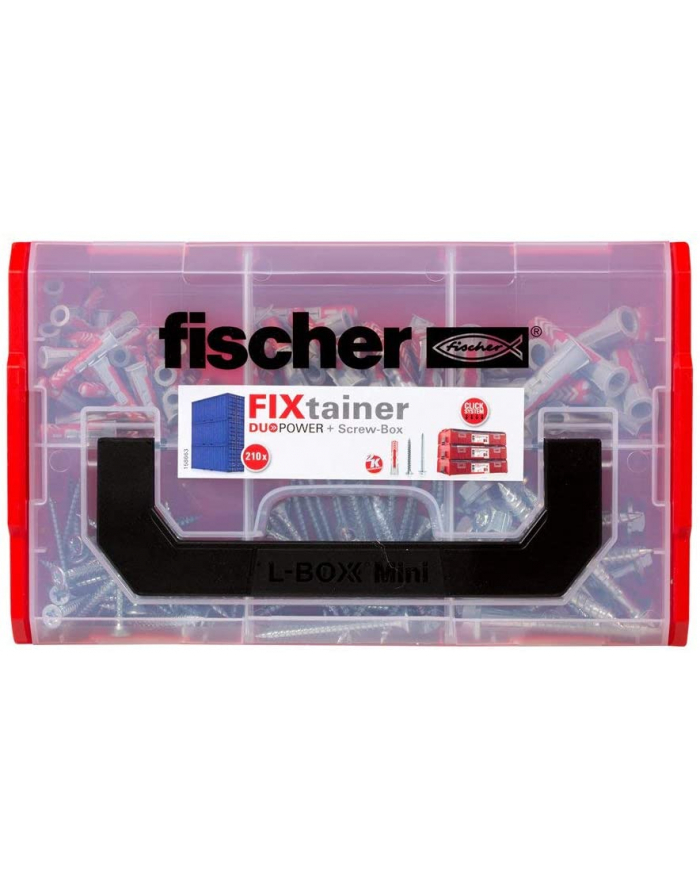 fischer FixTainer-DuoPower + screw NV, dowel (light grey/red, with screws, 210 pieces) główny