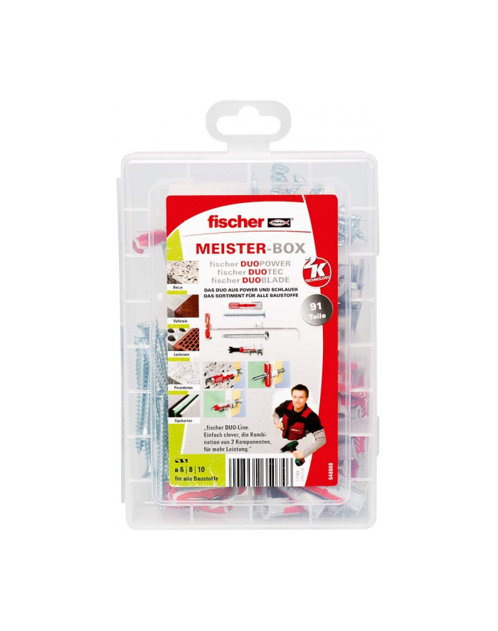 fischer master box DUOLINE, dowels (light grey/red, with screws, 91 pieces) główny