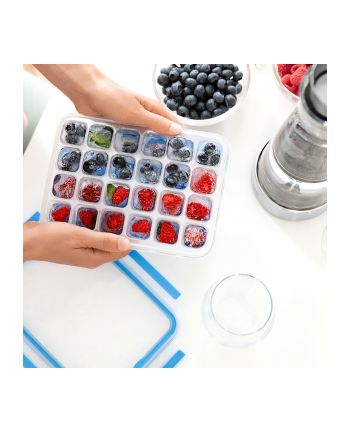 Emsa CLIP ' CLOSE ice cube box, ice cube maker (transparent/blue, for 24 ice cubes)