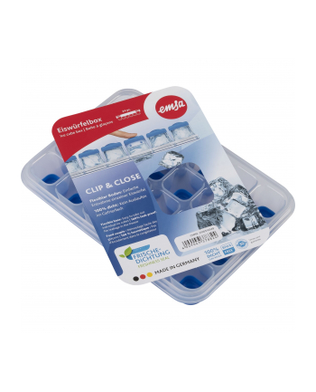 Emsa CLIP ' CLOSE ice cube box, ice cube maker (transparent/blue, for 24 ice cubes)