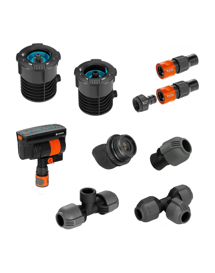 Gardena GARD-ENA Pipeline Starter Set with square sprinkler, water tap (with 2 water sockets) główny