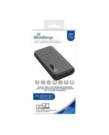 MediaRange Powerbank 20,000 mAh (Kolor: CZARNY, Power Delivery fast charging technology)