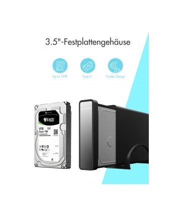 ICY BOX IB-382H-C31, drive housing (Kolor: CZARNY, for 1x HDD/SSD with USB 3.2 (Gen 2) Type-C connector and USB hub)