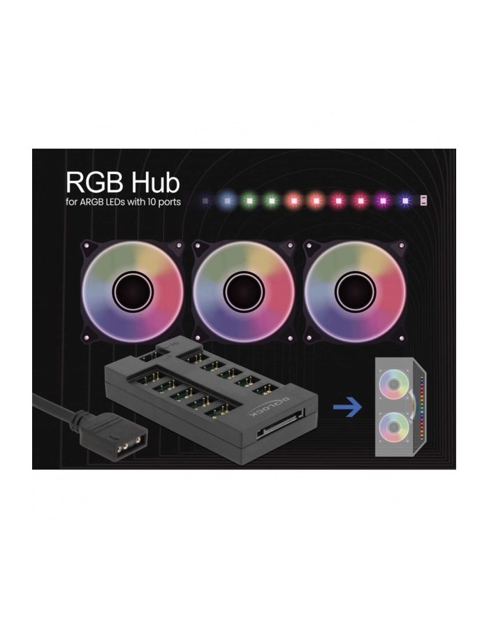 DeLOCK RGB Hub for ARGB LEDs with 10 ports (Kolor: CZARNY) główny