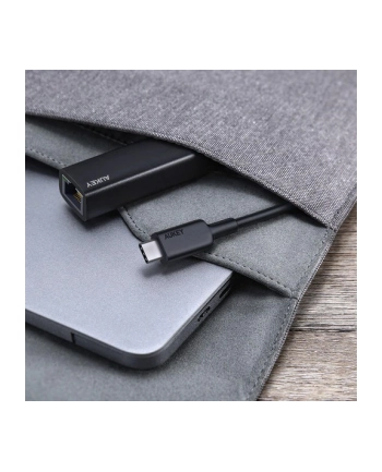 aukey Karta sieciowa CB-A30 aluminiowa USB-C Gigabit 10/100/1000 Mbps RJ45 | 1 Gb/s | USB 3.0 Typ C | diody LED