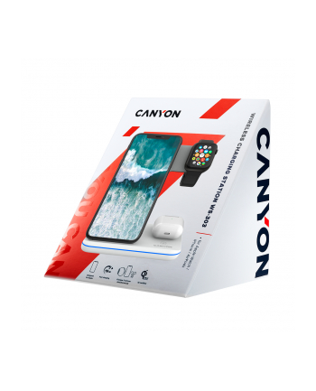 Bezprzewodowa ładowarka Canyon 3w1 do telefonu Apple Watch Airpods (CNS-WCS303W) Biała