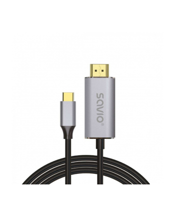 savio Kabel HDMI 2.0B- USB-C v3.1, 2m, srebrno-czarny, złote końcówki, CL-171