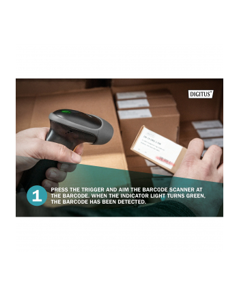 digitus Czytnik kodów kreskowych, przewodowy USB-RJ45 2m, 1D i 2D, zgodny z kodami QR Stojak w zestawie