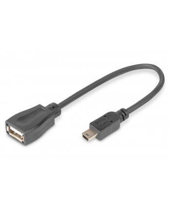 Kabel adapter USB 2.0 DIGITUS HighSpeed OTG Typ miniUSB B/USB A M/Ż czarny 0,2m