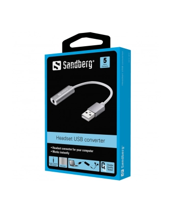 Sandberg adapter Headset USB converter 3,5mm jack na USB, biały/srebrny nr 2