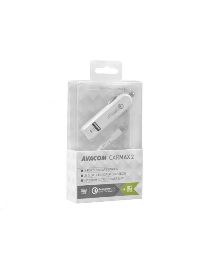 AVACOM AVACOM AVACOM ŁADOWARKA CARMAX 2 NABÍJEČKA DO AUTA 2X QUALCOMM QUICK CHARGE 2.0, BÍLÁ BARVA (USB-C KABEL) (NACLQC2X (NACLQC2XCWW)  (NACLQC2XCWW główny