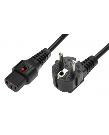 IEC-LOCK Kabel zasilający blokada IEC LOCK 3x1mm2 Schuko kątowy/C13 prosty M/Ż 1,5m czarny