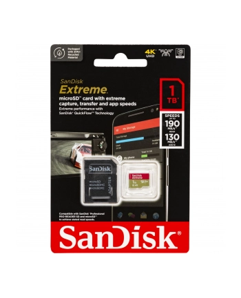 SanDisk microSDXC Extreme 1TB 190/130 MB/s A2 C10 V30 UHS-I U3 (SDSQXAV1T00GN6MA) nr 1