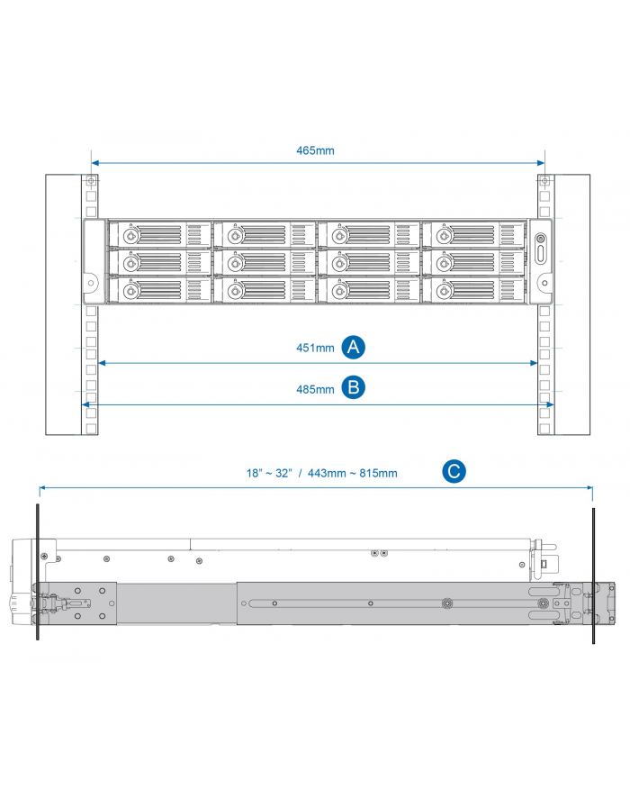 Szyny do serwerów QNAP Rack 2U RAIL-B02 główny