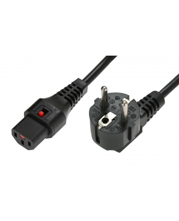 IEC-LOCK Kabel zasilający blokada IEC LOCK 3x1mm2 Schuko kątowy/C13 prosty M/Ż 3m czarny