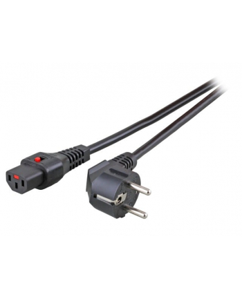 IEC-LOCK Kabel zasilający blokada IEC LOCK 3x1mm2 Schuko kątowy/C13 prosty M/Ż 1,5m czarny