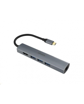 Akasa adaptér 5v1 USB Type-C na HDMI 4K@30Hz, RJ45 a USB-A (AKA)