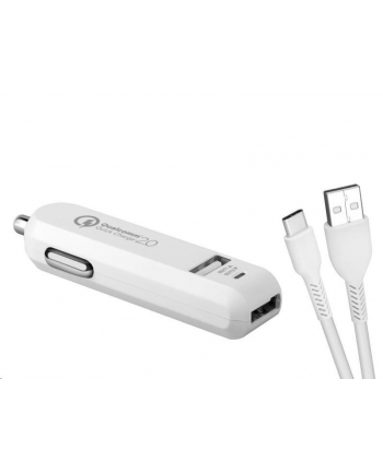 AVACOM AVACOM AVACOM ŁADOWARKA CARMAX 2 NABÍJEČKA DO AUTA 2X QUALCOMM QUICK CHARGE 2.0, BÍLÁ BARVA (USB-C KABEL) (NACLQC2X (NACLQC2XCWW)  (NACLQC2XCWW