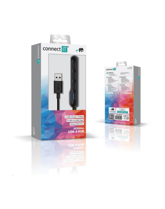 CONNECT IT USB-A HUB USB 3.0, EXTERNI, CZARNY (52246) główny