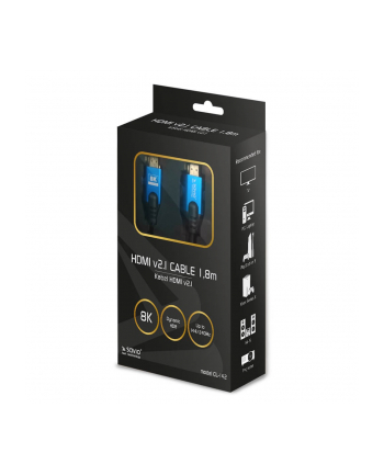 savio Kabel HDMI (M) v2.1, 1,8m, 8K, miedź, niebiesko-czarny, złote końcówki, ethernet/3D, CL-142 nr 1