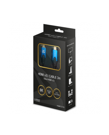 savio Kabel HDMI (M) v2.1, 3m, 8K, miedź, niebiesko-czarny, złote końcówki, ethernet/3D, CL-143