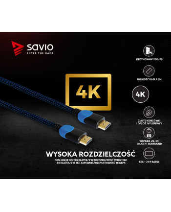 savio Kabel HDMI 2.0 dedykowany do Playstation niebiesko-czarny 3m, GCL-05