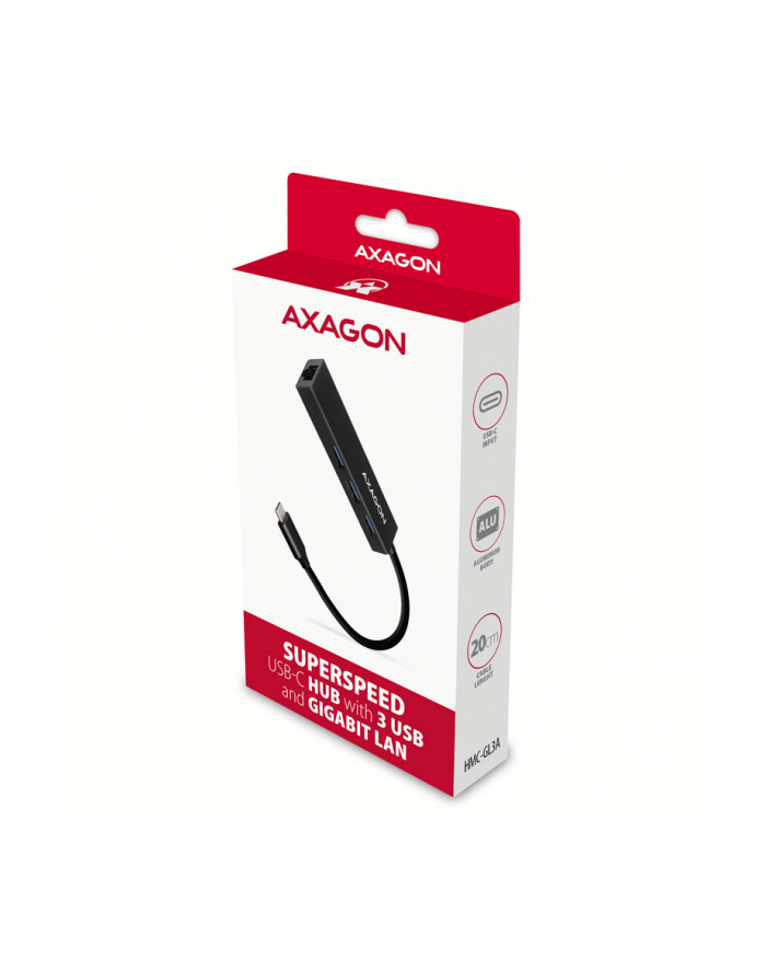 Axagon HUB USB 1x RJ-45 + 3x USB-A 3.2 Gen1 (HMCGL3A) główny