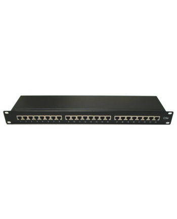 Lynx Cs 19'' Patch panel 24port, STP, Cat6, 30µm, duální svorkovnice, černý (LX24SLC6BK)