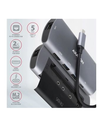 Axagon M.2 SATA - USB-C 3.2 Gen 1 (HMC6M2)