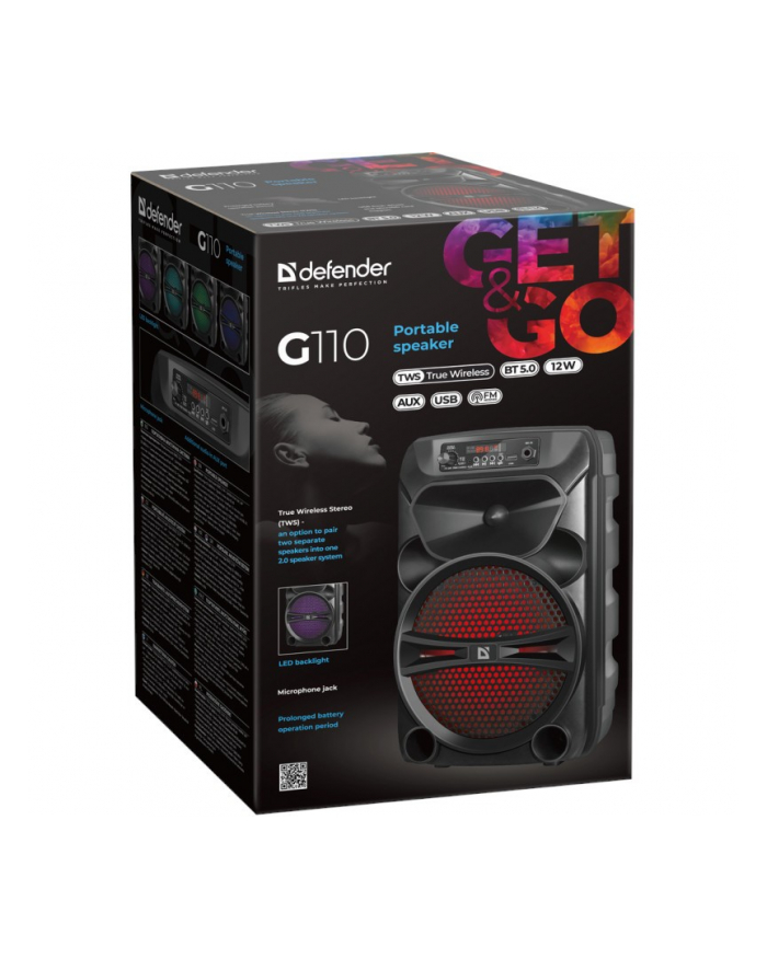 defender Głośnik Bluetooth G110 12W LED/BT/FM/TF/USB/AUX główny