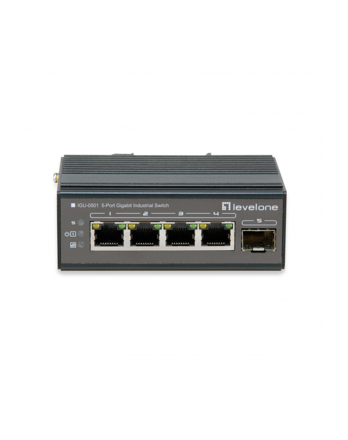 Level One IGU-0501 łącza sieciowe Gigabit Ethernet (10/100/1000) Obsługa PoE Czarny główny