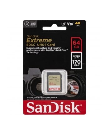 sandisk Karta pamięci Extreme SDXC 64GB 170/80 MB/s V30 UHS-I U3 nr 2