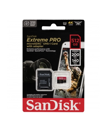 sandisk Karta Extreme Pro microSDXC 512GB 200/140 MB/s A2 V30 U3 nr 1