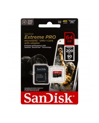 sandisk Karta Extreme Pro microSDXC 64GB 200/90 MB/s A2 V30 nr 1