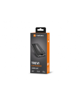 natec Powerbank Trevi Slim 10000mAh 2x USB-A + USB-C Czarny