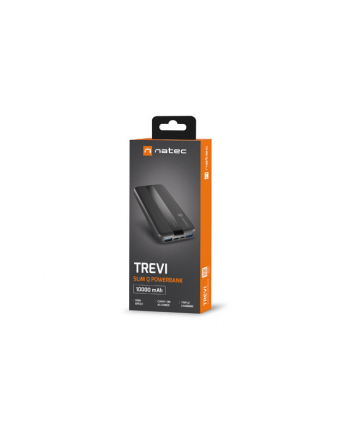 natec Powerbank Trevi Slim Q 10000mAh 2x USB QC 3.0 + 1x USB-C PD Czarny