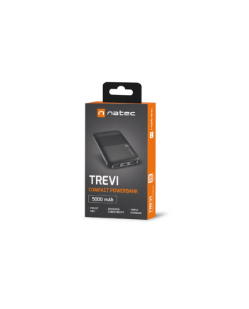 natec Powerbank Trevi Compact 5000mAh 2x USB + USB-C Czarny