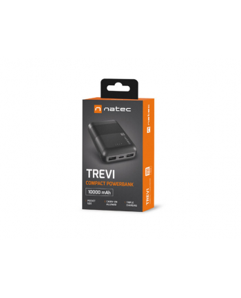 natec Powerbank Trevi Compact 10000mAh 2x USB + USB-C Czarny