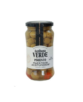 Oliwki MAESTROS VERDE PIMIENTO słoik 345g zielone bez pestki nadziane papryką
