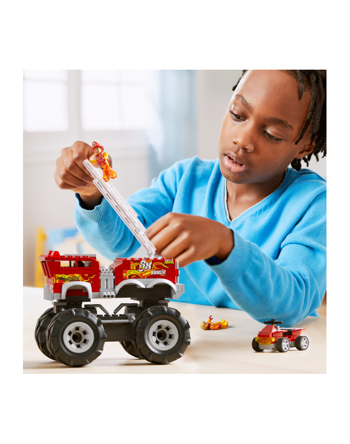 MEGA BLOKS Hot Wheel Monster Trucks 5-Alarm + łazik ATV Pojazd do zbudowania Zestaw klocków HHD19 p4 MATTEL główny