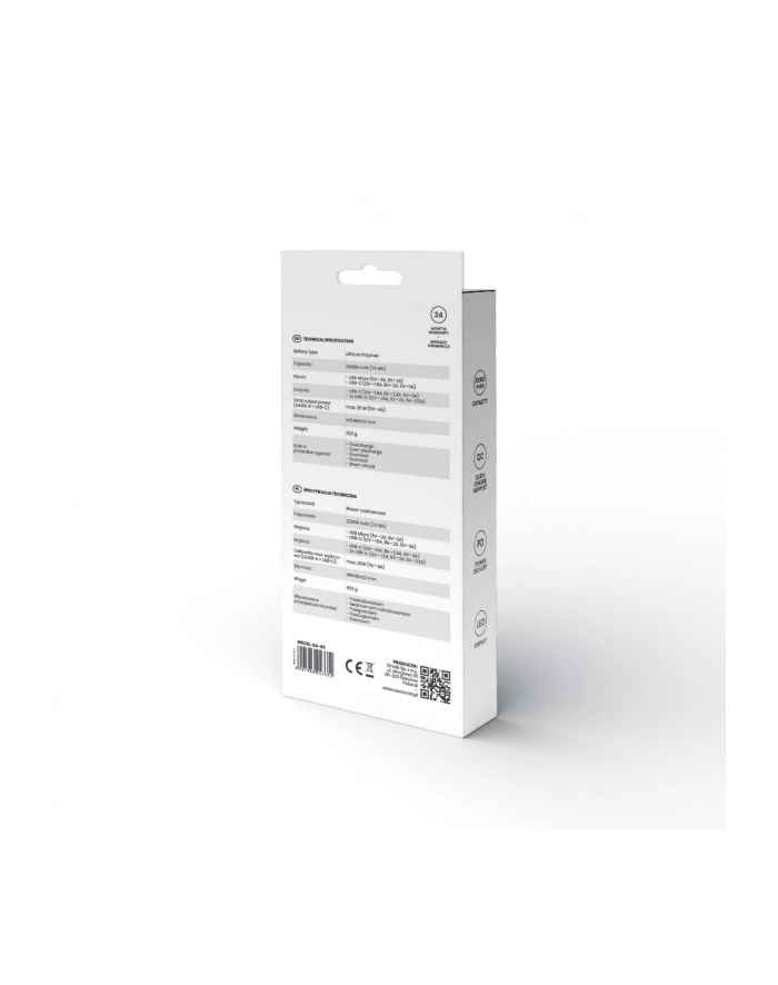 savio Power bank 20000 mAh BA-05 Czarny główny