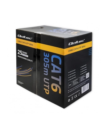 QOLTEC 50359 Kabel sieciowy skrętka UTP CAT6 305m PVC szary nr 1
