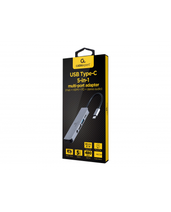 GEMBIRD A-CM-COMBO5-02 Adapter USB Type C 5w1 Hub + HDMI + PD + dźwięk stereo