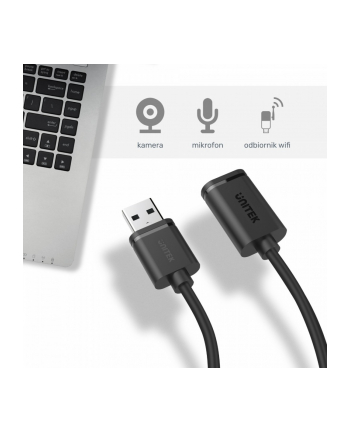 unitek Przedłużacz USB 2.0 AM-AF, 0.5m, Y-C447GBK