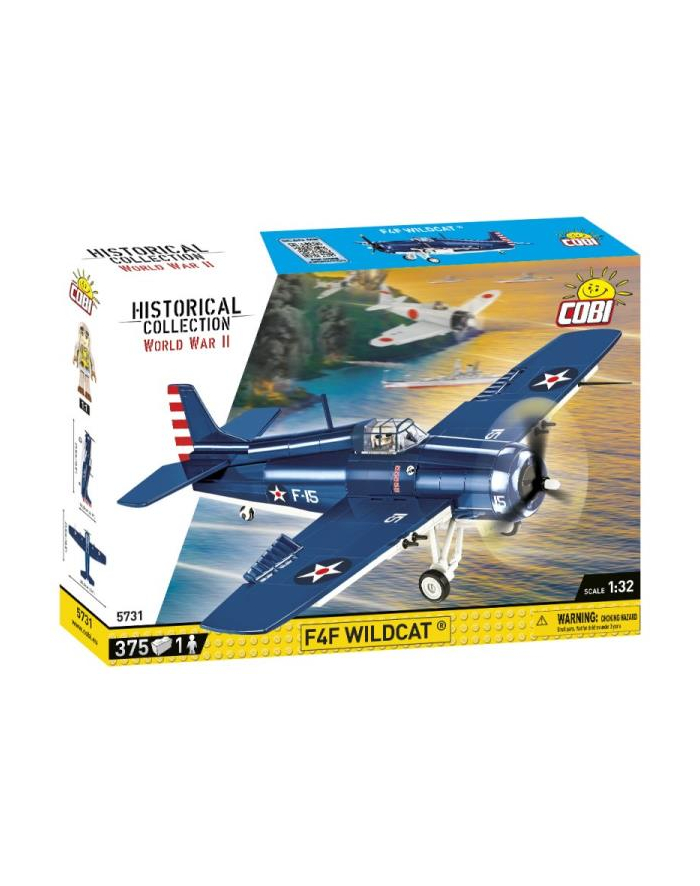 COBI 5731 Historical Collection WWII Samolot myśliwski pokładowy US Navy Grumman F4F Wildcat 375 klocków główny